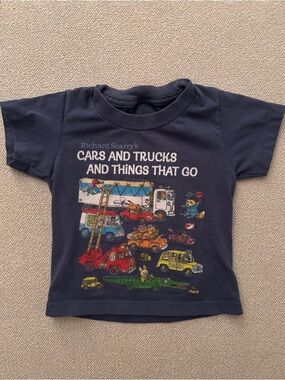 Richard Scarry Out of Print Navy Blue Book Short Sleeve Shirt Size 2